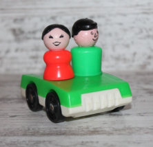 Vintage Fisher Price Little People Lot Green 2 Seat Car with two figures - £9.40 GBP