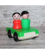 Vintage Fisher Price Little People Lot Green 2 Seat Car with two figures - £9.40 GBP