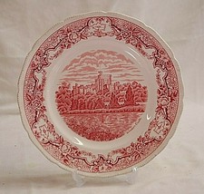 Historic Castles Pink Royal Swan Dinner Plate Flowers Scenes Scalloped England - £23.48 GBP