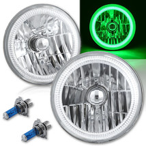 7&quot; Motorcycle Green COB Halo H4 6K 6000K Light Bulb LED Headlight: Harley - £64.16 GBP