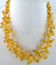Natural Citrine Beads Faceted Teardrop 484 Ct Gemstone Silver Fashion Necklace - £251.52 GBP