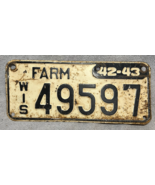 Wisconsin 1942-1943 Farm License Plate #49597 - $120.35 CAD