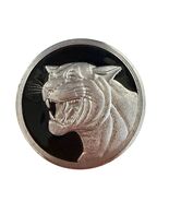 Vintage Roaring Panther Metal Medallion Pendant Emblem Black Silver Tone - $25.20