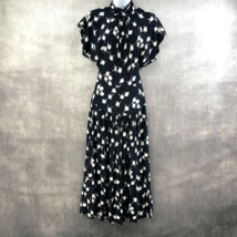 VTG 80s Kathryn Urso Maxi Dress Womens 6 High Collar Abstract Tiered Glam Navy - $44.99