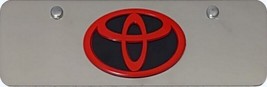 TOYOTA 3D  RED / BLACK LOGO  MINI STAINLESS STEEL VANITY PLATE   4&quot; x 12 &quot; - $35.00