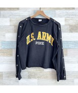 U.S. Army PINK Victorias Secret Logo Cut Off Sweater Gray Cropped Womens... - $29.69