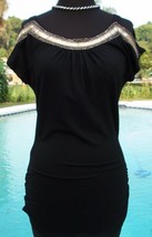 Cache Stretch Peek A Boo Shoulders Top New S/M Elaborate Ruched $98 Embellished - £30.91 GBP