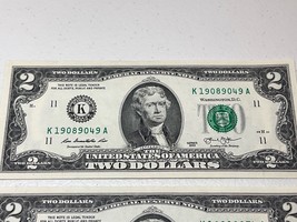 (2) 2013 US $2 Two Dollar Bills - Close Serial #&#39;s - 19089049A 19089054A - Crisp - £12.70 GBP