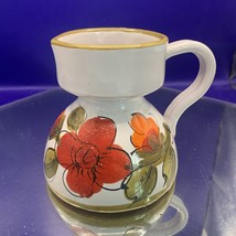 Vintage ITALIAN FLORAL Art Pottery Creamer 4&quot; tall Signed CC Italy - $6.00