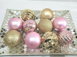 (10) Christmas Pink Gold Victorian Shabby Chic Plastic Tree Ornaments 2.75" - $15.14