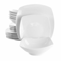 Elama Newman 18 Piece Square Porcelain Dinnerware Set in White - £74.84 GBP