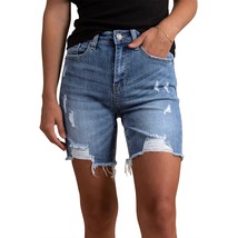 Womens Summer High Rise Ripped Bermuda Denim Shorts Frayed Distressed Hem Hot Je - £52.40 GBP