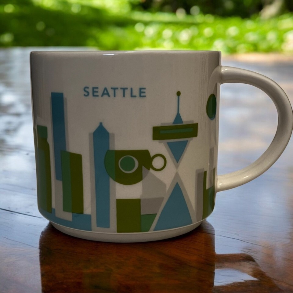 Starbucks You Are Here SEATTLE Mug 2015 Blue White Green 14oz - $19.99