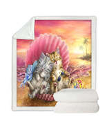 Cute Cats Designs Hawaiian Beach Sunset Kittens Throw Blanket - $55.90+