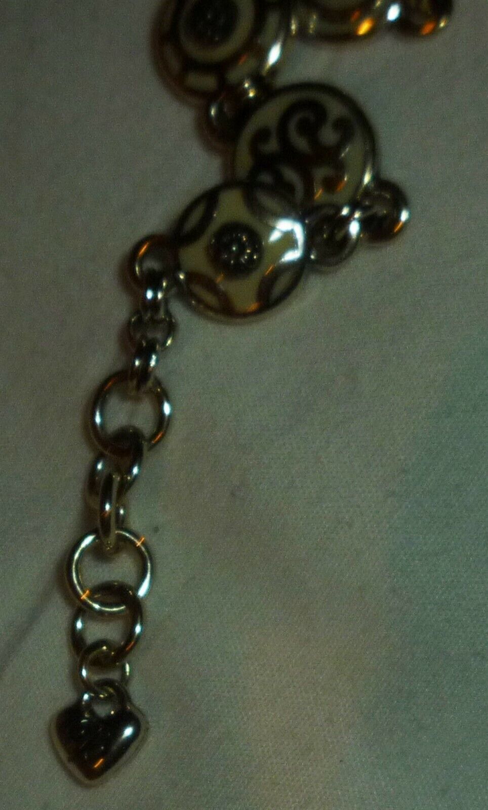 BRIGHTON SILVER STERLING BEIGE INLAID ENAMEL FONTINA LINK BRACELET Item image 5