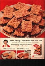 1956 Betty Crocker Vintage Print Ad Brownies Date Bars Dessert General M... - $25.98