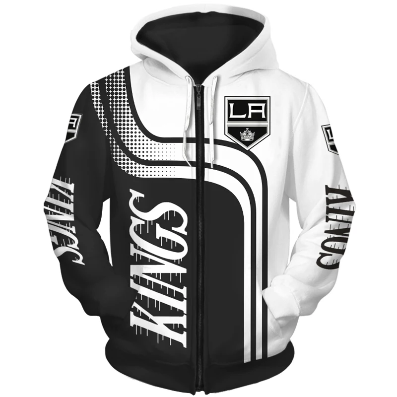  Los es men&#39;s  Long Sleeve 3D s Zip Hoodies Black And White Stitching Letter Cro - £145.60 GBP