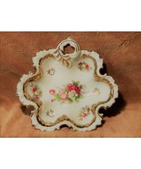 Vintage Lipper &amp; Mann Handpainted Floral, Crimped Edge, 24Kt Gold Accent... - $39.26 CAD