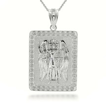 925 Sterling Silver St. 3D Saint Michael Archangel Pendant Necklace - £51.30 GBP+