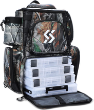 Fishing Tackle Backpack Waterproof Tackle Bag Storage with 4 Trays Tackle Box an - £68.27 GBP
