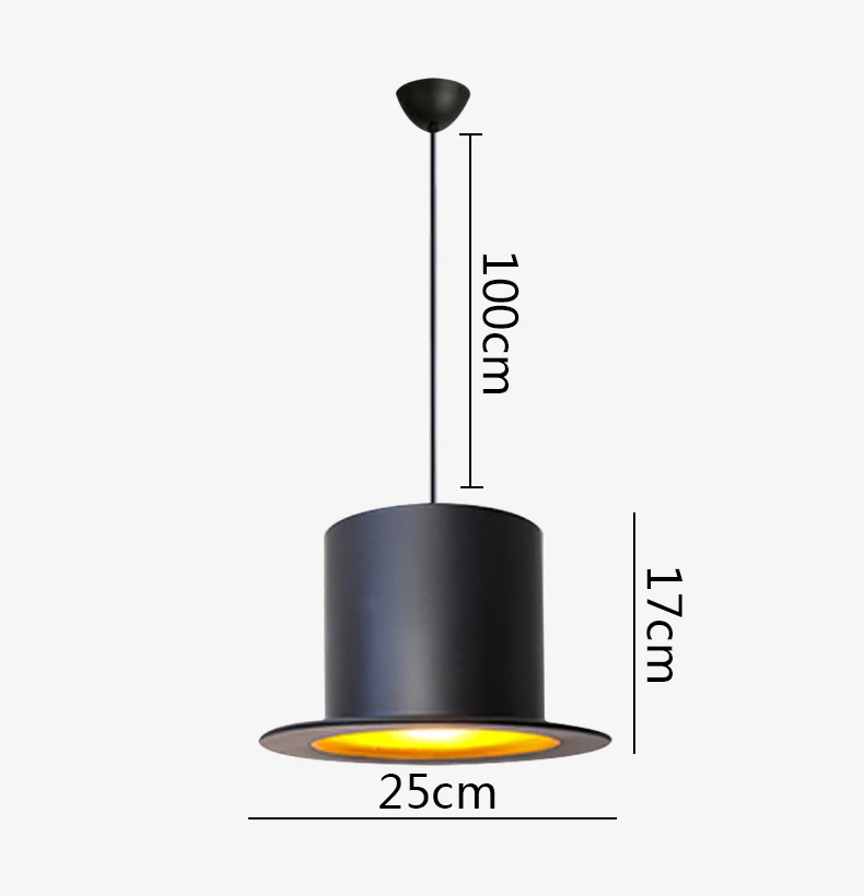 Black  Jazz Hat Pendant Lights Restaurant kitchen Aluminum Hanging Light room Cl - £228.55 GBP