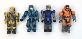 Lot of 4 Halo Mega Blocks Mini Figures Blue Yellow Orange - $10.00