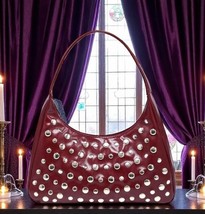 Retro Punk Crescent Rivet Bag – Faux Leather Shoulder Armpit Purse - $35.27 CAD