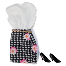 Vtg 1993 Dream Vacation Houndstooth Black White Floral Short Blouse Dres... - $93.01 MXN