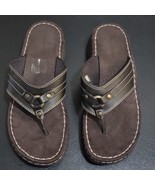 Vintage 90s Lower East Side Dark Brown Chunky Slide Flip Flop Sandals Wo... - $42.75