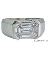 18K(750) White Gold -  LAB Created Diamond Illusion Setting Emerald Shap... - $4,158.00