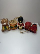 Vintage Enesco Ceramic Hanging Tree Ornaments 1978 Set 4 Made In Sri Lanka - £12.90 GBP