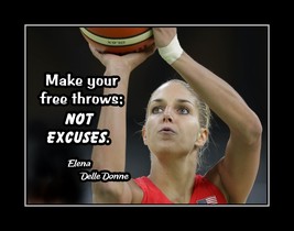 Inspirational Basketball Motivation Quote Poster Print Delle Donne NO EXCUSES  - £18.46 GBP+