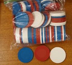 VINTAGE Gambling Casino Plastic Red White &amp; Blue Poker Chips Diamond Tri... - $28.70