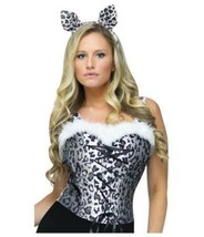 Womens Leopard Snow 2 Pc Silver Headband &amp; Tail Kit Halloween Accessory Costume - £7.88 GBP