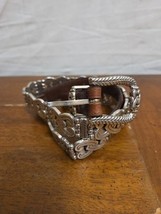 Brighton Silver Metal Hearts &amp; Brown Leather Belt Rare Vintage 1990s Y2K... - $49.95