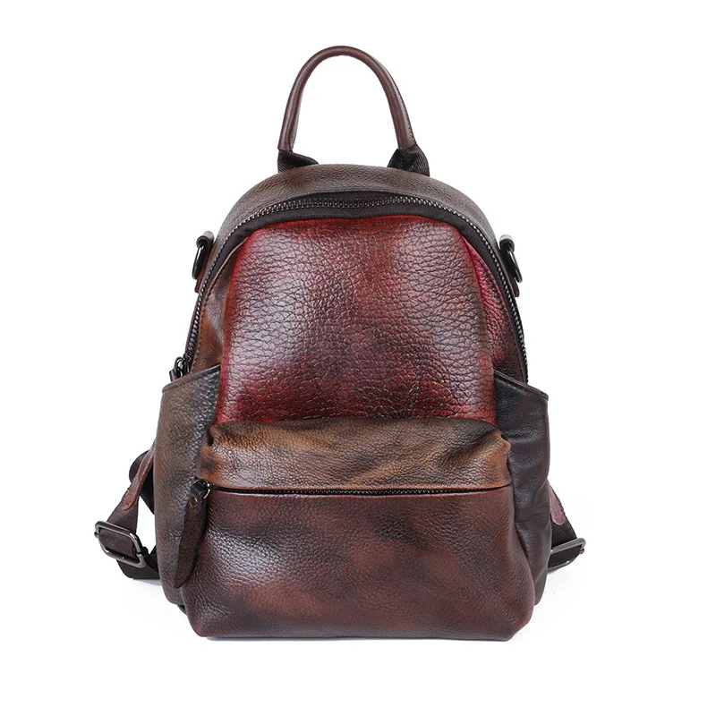  Leather  Women&#39;s Backpack  Retro Panelled Cowhide Bags Ladies High Capacity Tra - £67.30 GBP