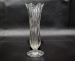 Crystal Bud Vase By  GORHAM Vertical Cut Pattern, Ribbed Base, Scalloped... - $18.60