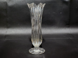 Crystal Bud Vase By  GORHAM Vertical Cut Pattern, Ribbed Base, Scalloped Rim - £14.90 GBP