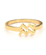 Aquarius Zodiac Sign Ring In Solid 14k Yellow Gold - $270.31 CAD