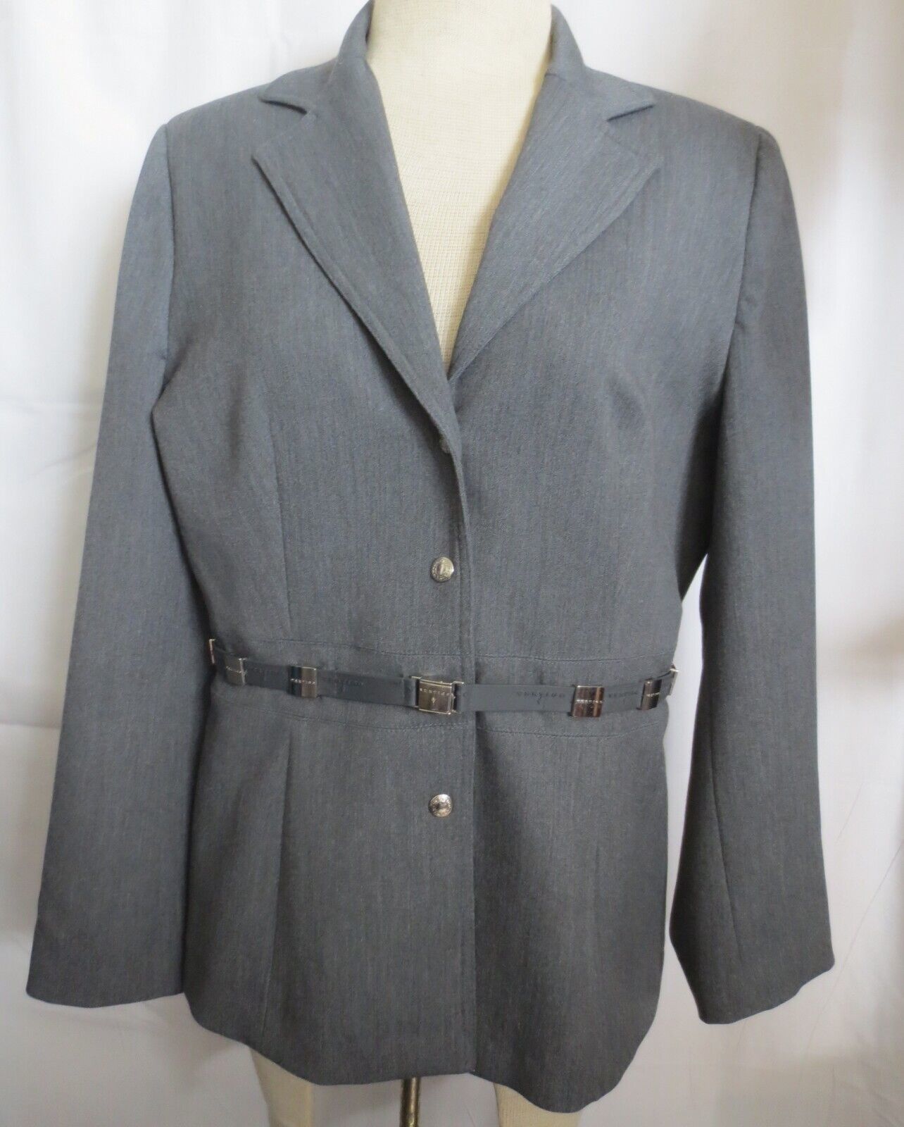 Primary image for Vertigo Paris  Gray Blazer Suit Jacket Size L Belted  Made in France