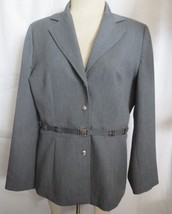 Vertigo Paris  Gray Blazer Suit Jacket Size L Belted  Made in France - £79.93 GBP