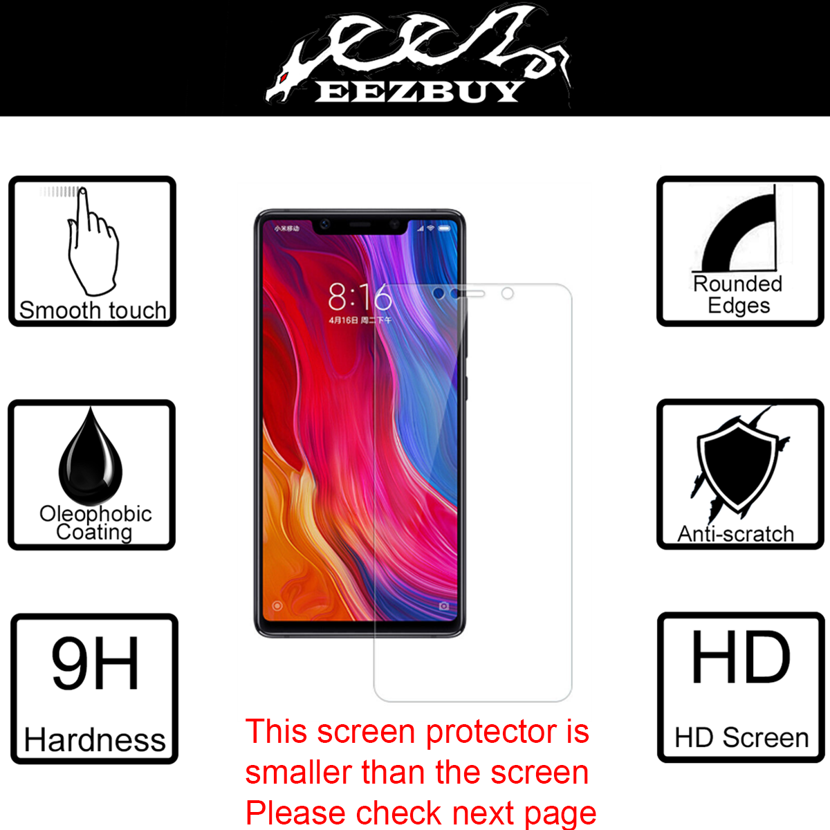 Primary image for Premium Tempered Glass Screen Protector Film For Xiaomi Mi 8 SE