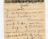 The Dinkler Hotels Letterhead Handwritten Letter 1920&#39;s Ashley Hotel Atl... - $17.82