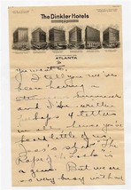 The Dinkler Hotels Letterhead Handwritten Letter 1920&#39;s Ashley Hotel Atlanta  - £13.95 GBP
