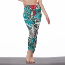 Teal and Red/White Women&#39;s Leggings Size S-5XL Available - £23.56 GBP