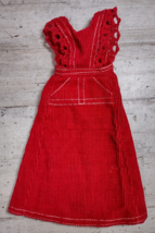 Vintage 1970s Mattel Barbie O Boy Corduroy Red Maxi Dress w/ Pockets #3486 - $9.49