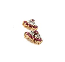 14K Yellow Gold Diamond and Ruby Post Back Earrings 2.9g - £551.01 GBP