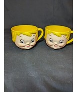 Pair Of Campbells Kids Dolly Dingle Face Plastic Soup Mug Cup - $384.12 MXN