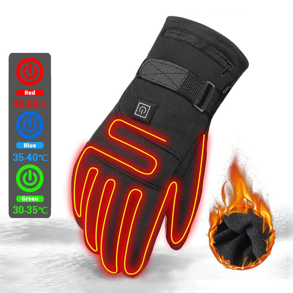 Winter Heated Gloves Motorcycle Gloves Waterproof Heated Guantes Touch Screen - £45.64 GBP+