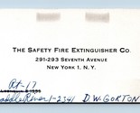 The Safety Fire Extinguisher Company Vtg Business Card New York City NY BC1 - $40.54